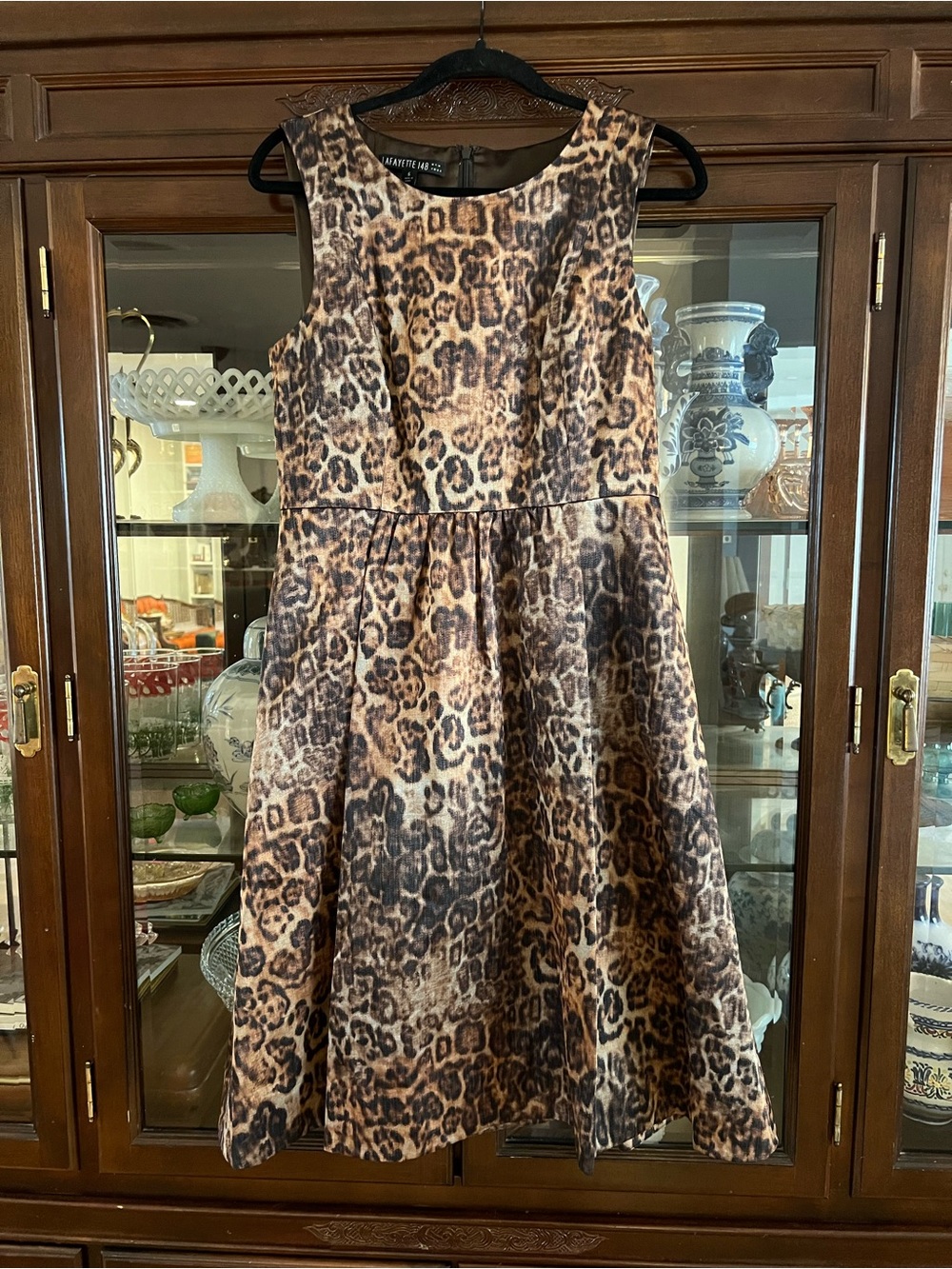 Lafayette 148 Cheetah Print A line dress with pocket size 6